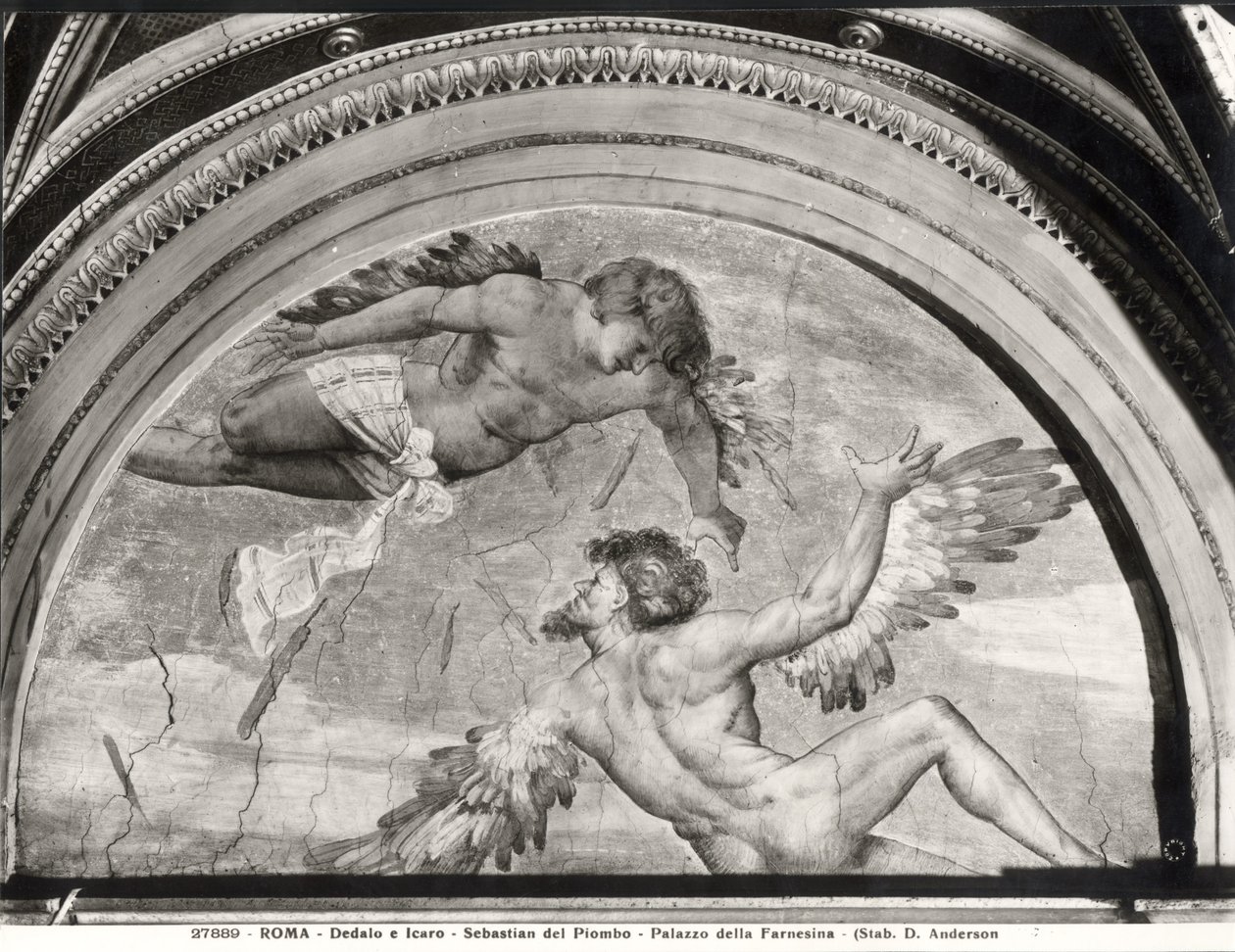 Daedalus és Icarus, Ovidius Metamorfózisainak ciklusából, 1511 körül alkotó: Sebastiano del c.1485 1547 Piombo