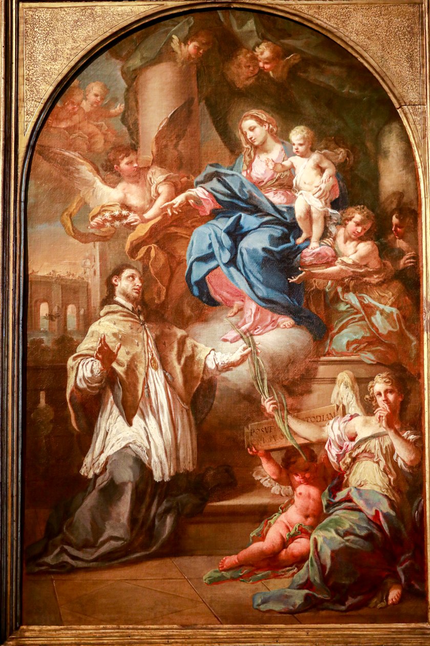 A szűz és a gyermek Nepomucene Szent Jánossal, 1732 előtt, olaj, vászon alkotó: Sebastiano Conca