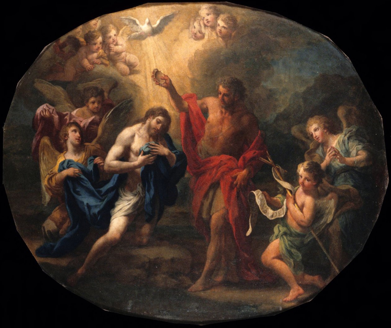 Előlap: Krisztus keresztelése; hátlap: Egy szent püspök portréja alkotó: Sebastiano Conca