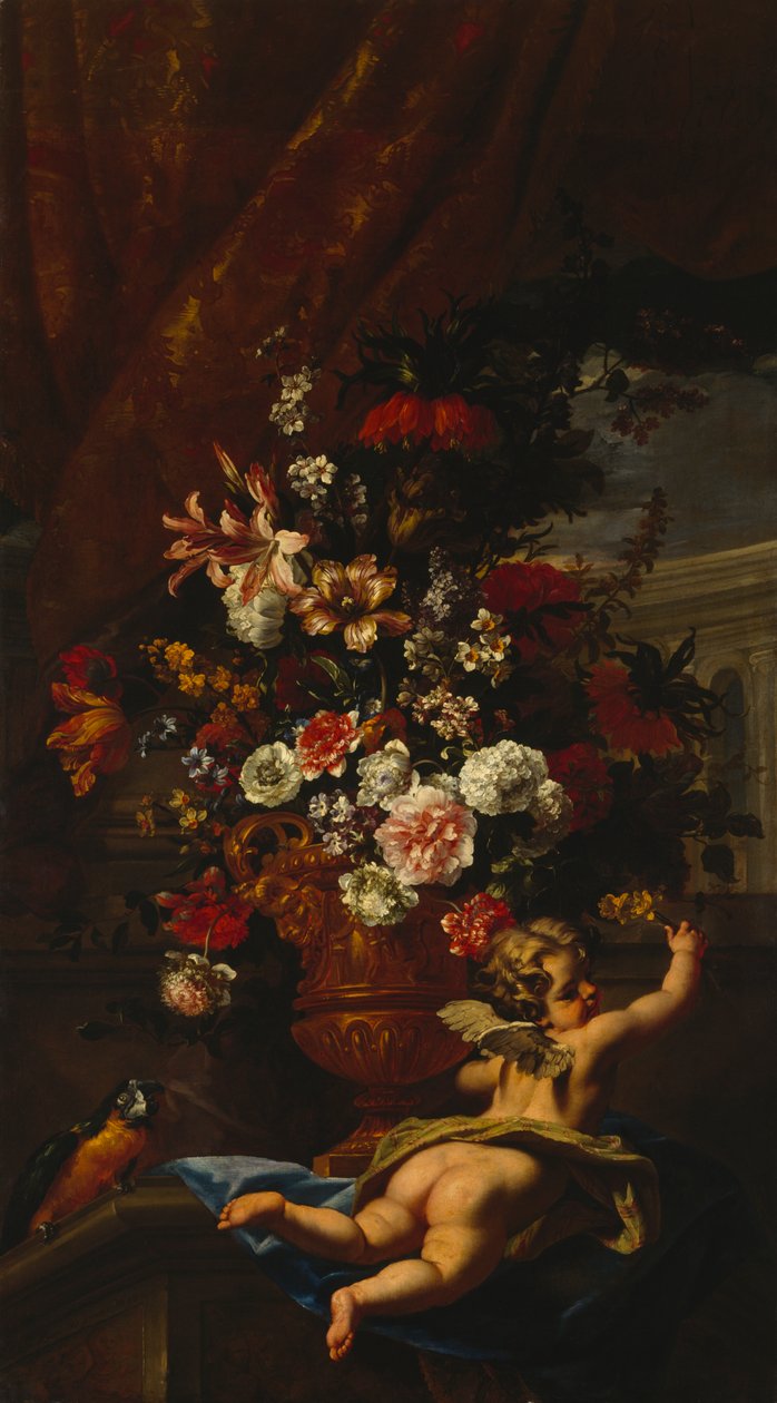 Ámor és virágok (olaj, vászon) alkotó: Sebastiano & Monnoyer J B (1636 99) Ricci