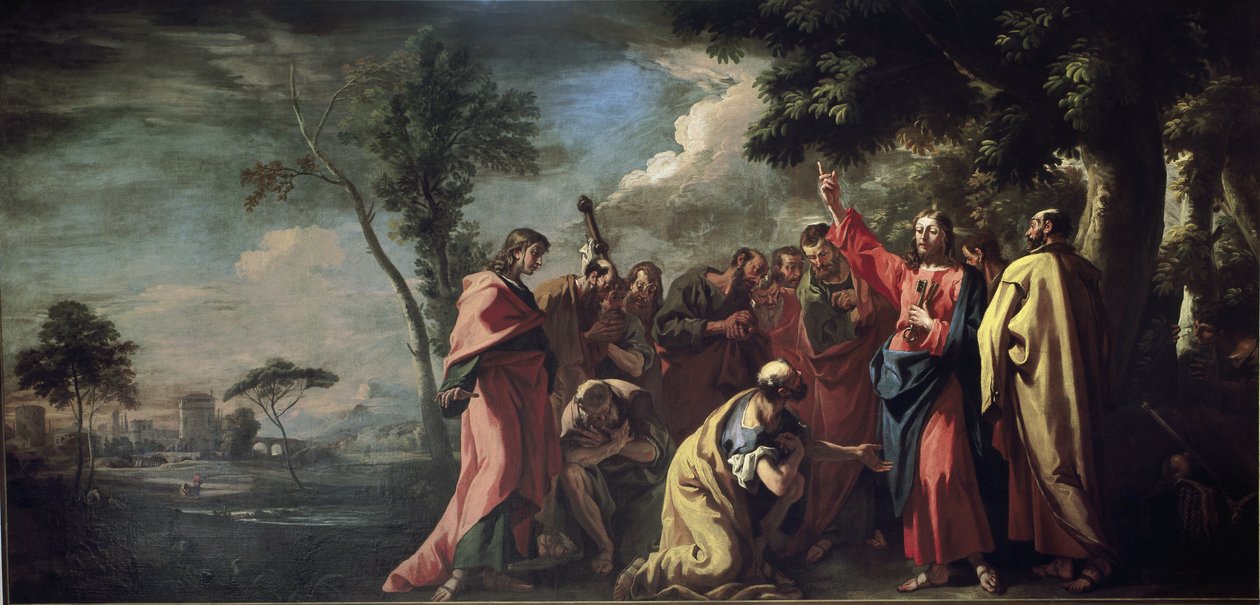 Krisztus átadja a kulcsokat Szent Péternek (olaj, vászon, 1710 körül) alkotó: Sebastiano Ricci