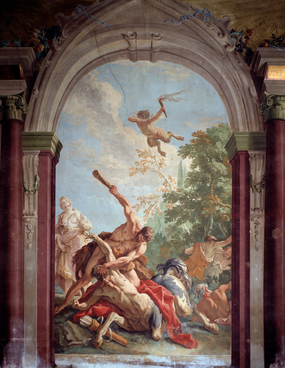 Héraklész és a Kentaur Nessos - Freskó alkotó: Sebastiano Ricci