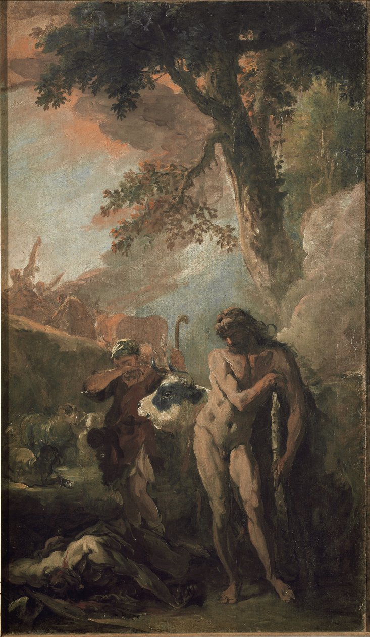 Herkules és Kákusz. Előkészítő vázlat (olaj, vászon alkotó: Sebastiano Ricci