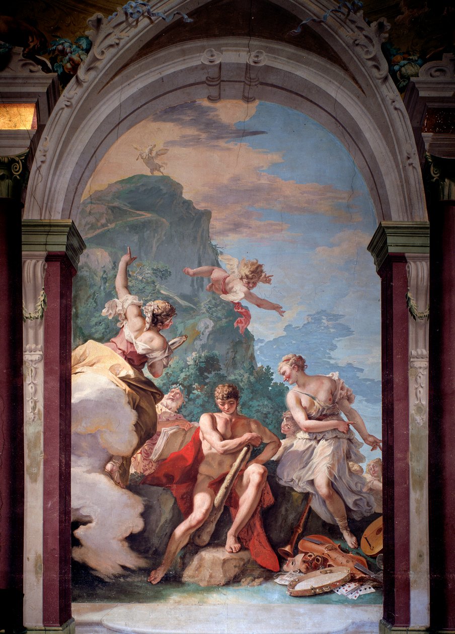 Herkules a bűn és az erény válaszútjában - Freskó alkotó: Sebastiano Ricci