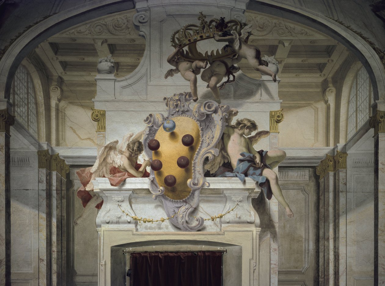Medici-címer. Sebastiano Ricci (1659-1734) freskója, 1707-1708 körül. Firenze, Palazzo Pitti alkotó: Sebastiano Ricci