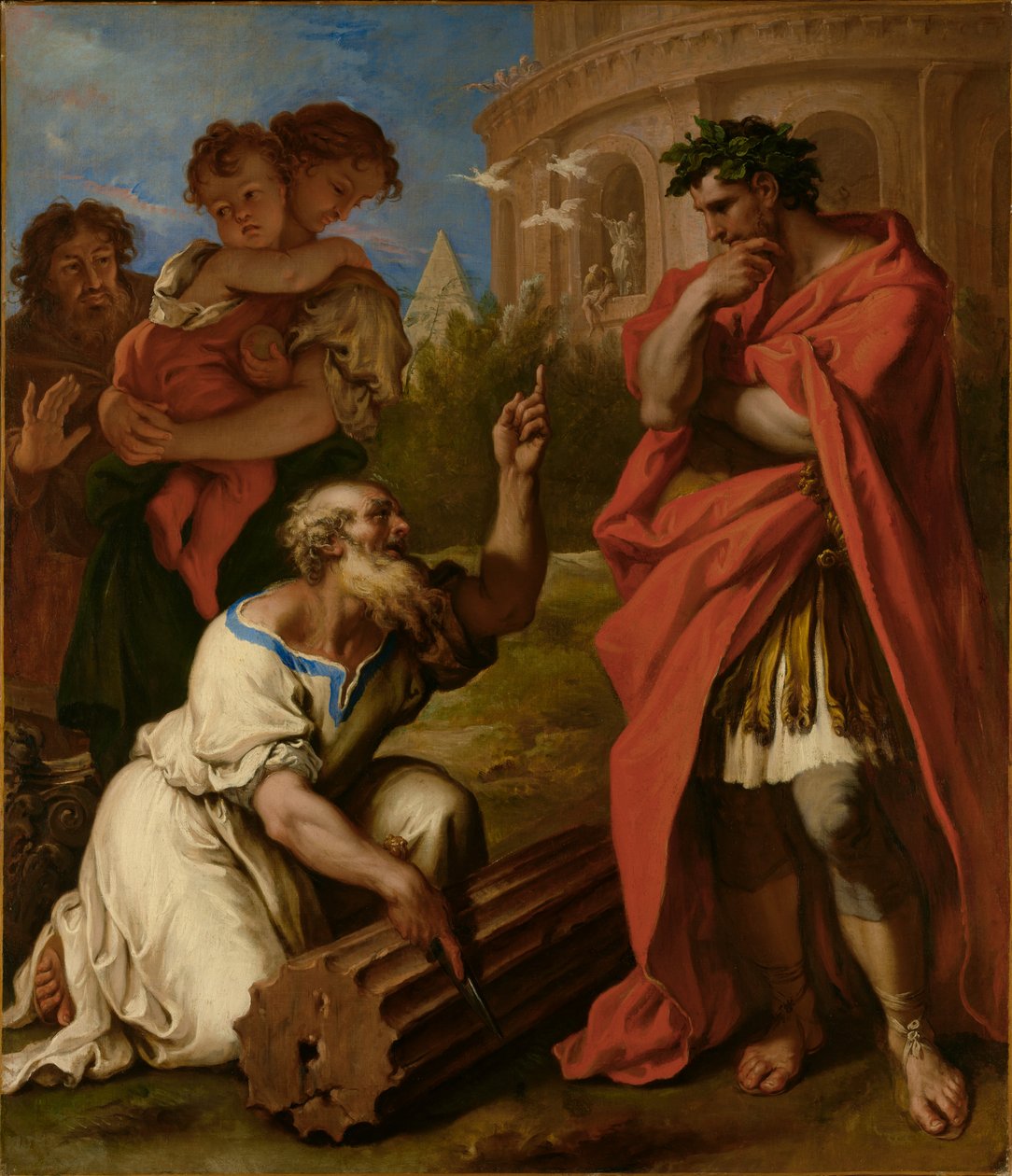 Idősebb Tarquinius Attus Naviusszal tanácskozik alkotó: Sebastiano Ricci