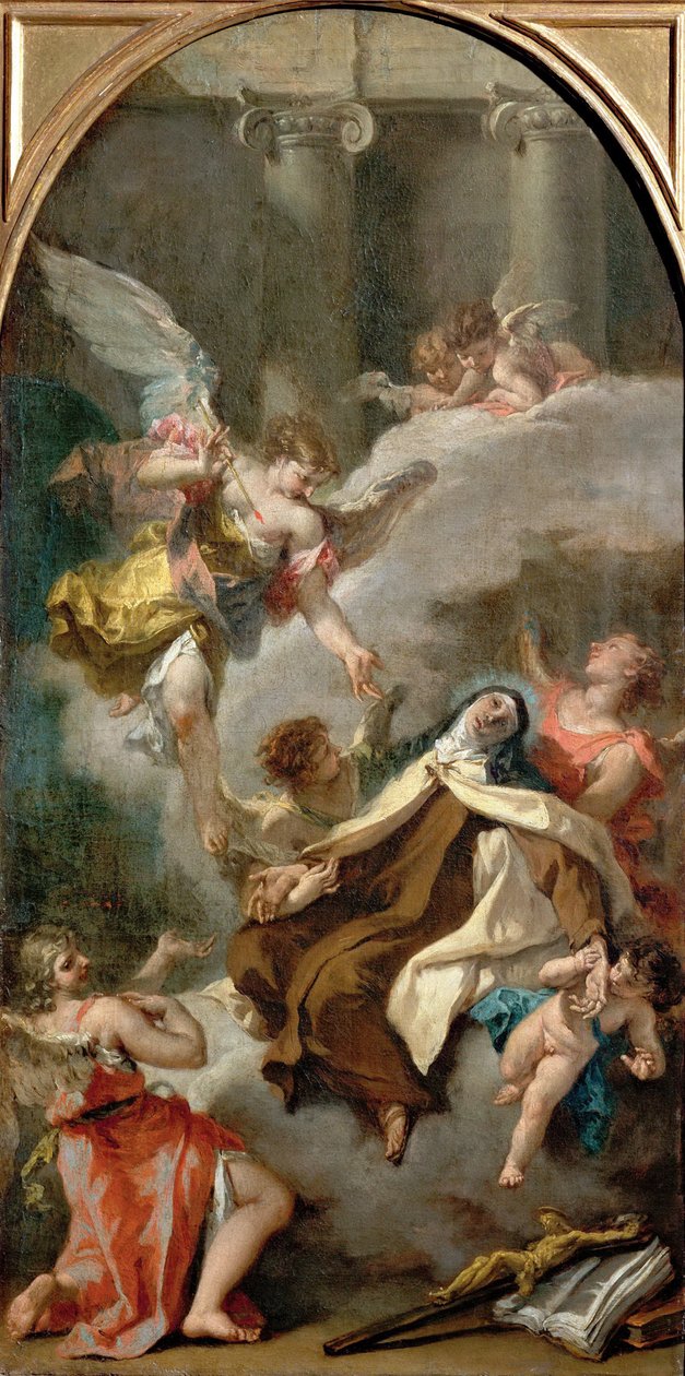 Avilai Szent Teréz (1515-1582) látomása – Sebastiano Ricci (1659-1734). Olaj, vászon, 1728 körül. Méretek : 71,5x37 cm. Művészettörténeti Múzeum, Bécs alkotó: Sebastiano Ricci