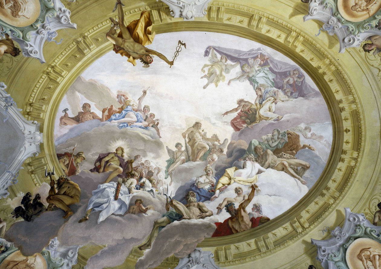 Herkules apoteózisa. Sebastiano Ricci (1659-1734) freskója. Marucelli Fensi palota, Firenze. alkotó: Sebastiano Ricci