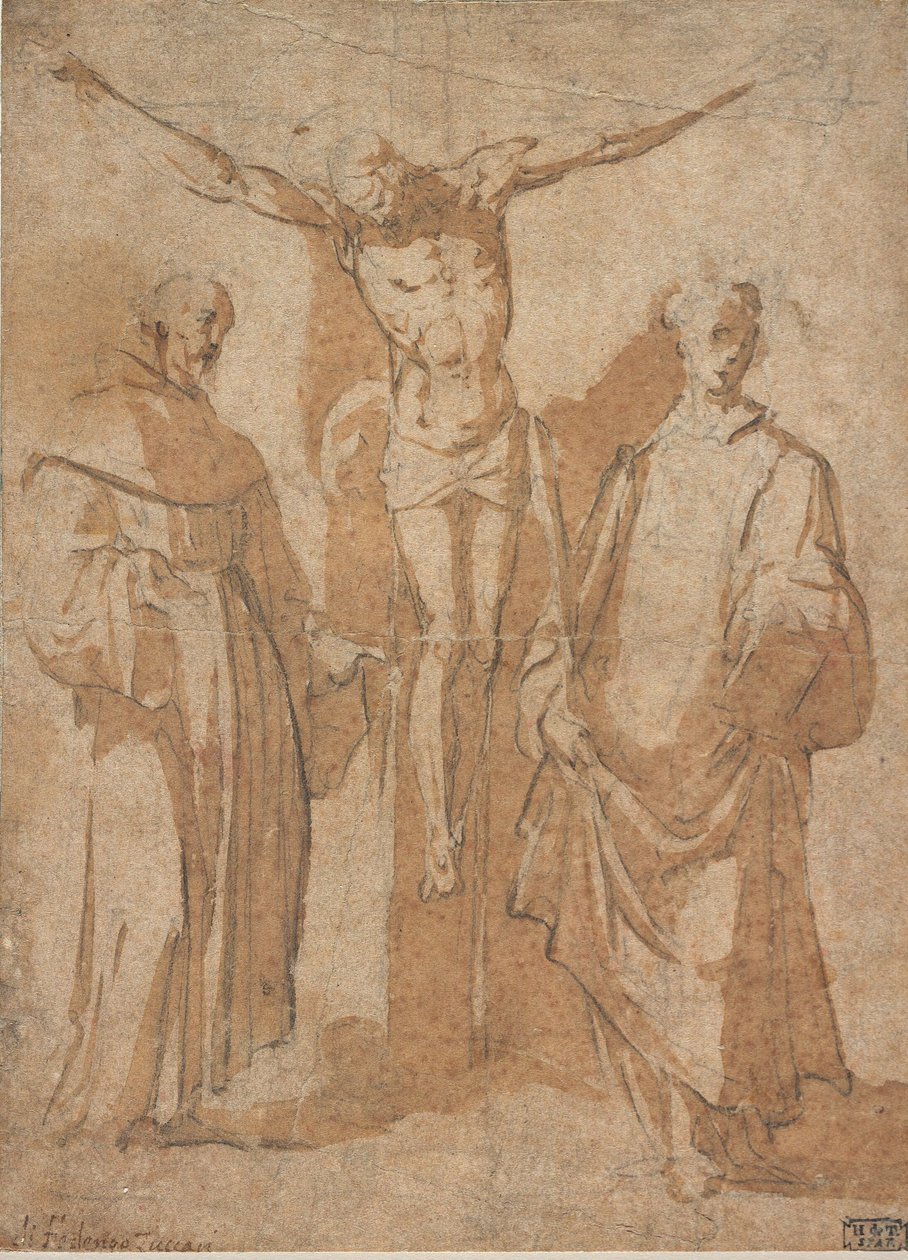 Krisztus a kereszten két szent mellett alkotó: Sebastiano Vini