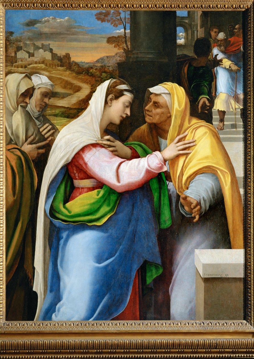 La visitation - a látogatás, Szűz Mária meglátogatja Szent Erzsébetet ... alkotó: Sebastiano del (c.1485 1547) Piombo