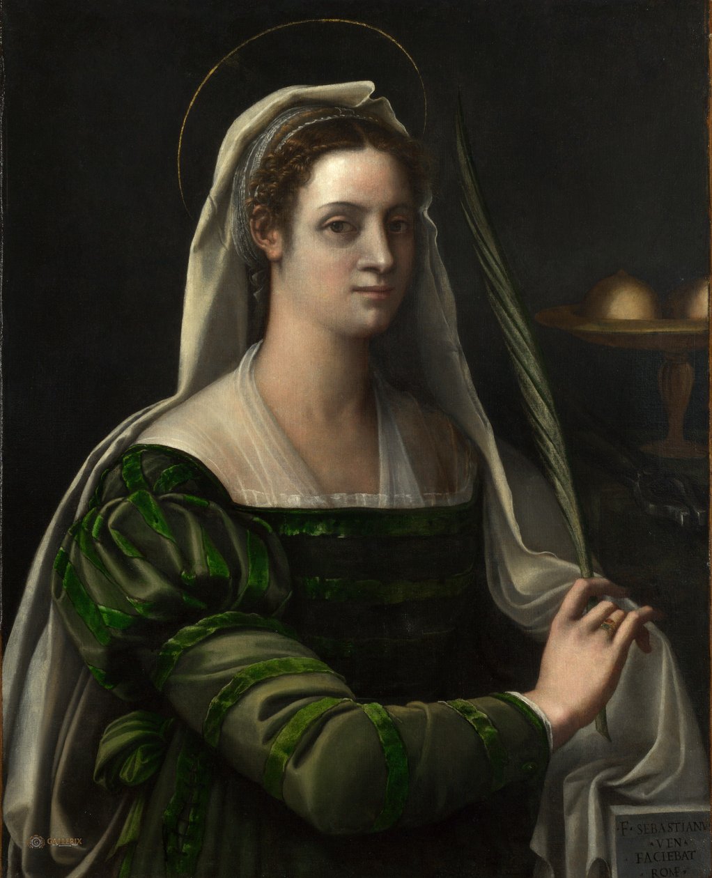 Hölgyportré Szent Ágota attribútumaival, 1530-as évek eleje (olaj, vászon) alkotó: Sebastiano del (c.1485 1547) Piombo
