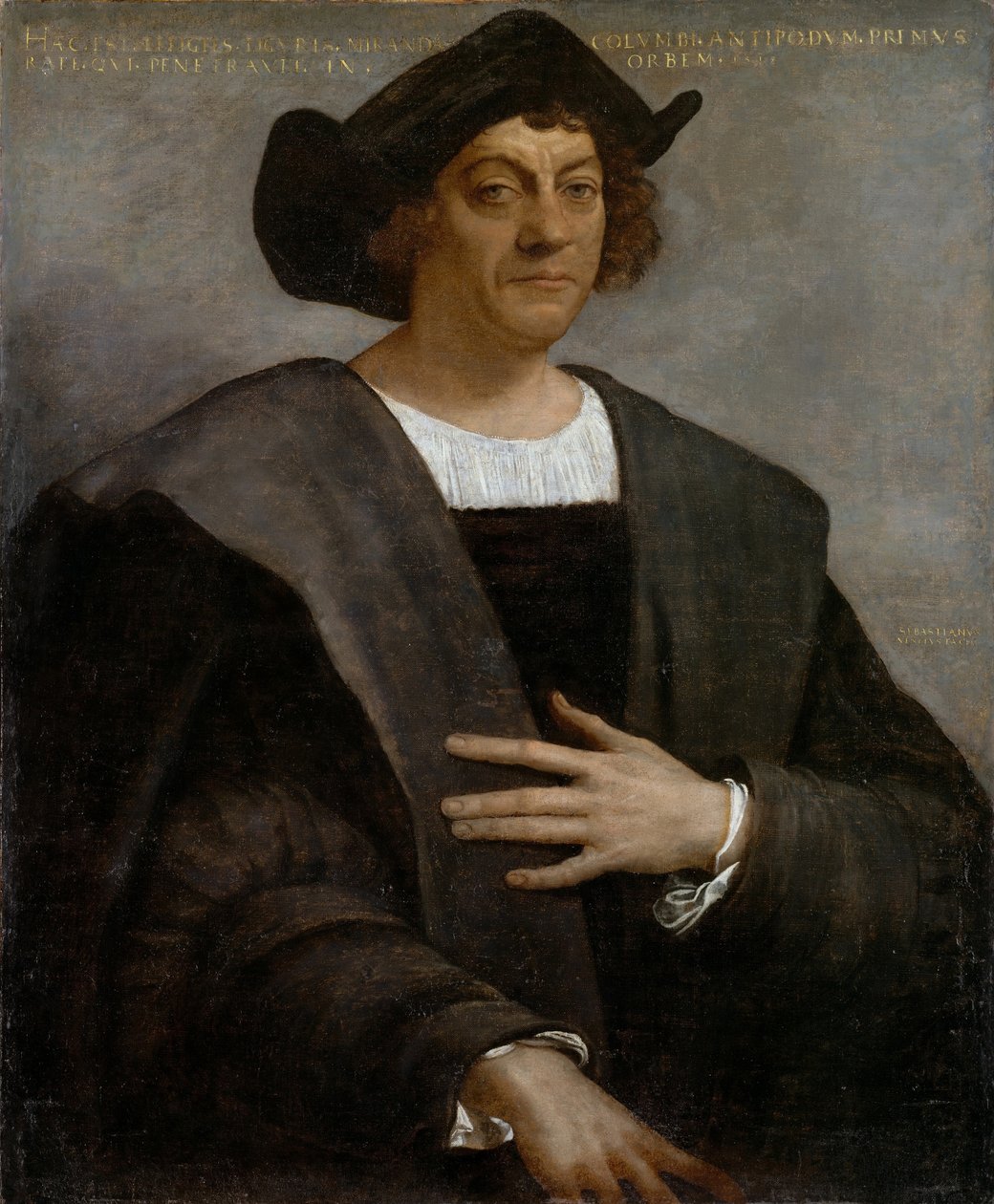 Kolumbusz Kristófnak mondott férfi portréja (1446-1506 körül) alkotó: Sebastiano del (c.1485 1547) Piombo