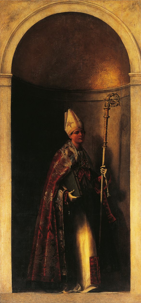 Toulouse-i Szent Lajos, orgonaajtó díszítése, kb 1509, szerző: Sebastiano del Piombo (kb. 1485-1547), olaj, vászon, 293x137 cm, San Bartolomeo templom, Velence, Olaszország alkotó: Sebastiano del (c.1485 1547) Piombo