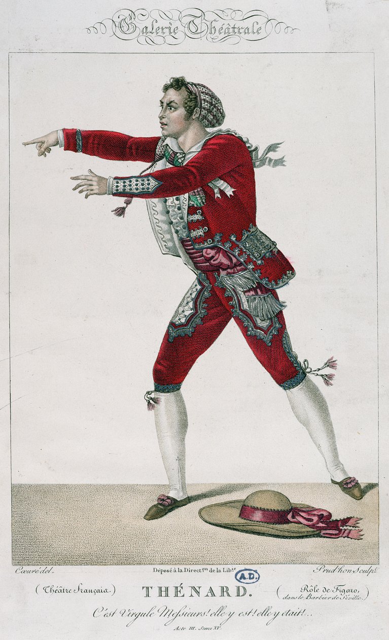 Thenard színész Figaro szerepében Pierre Augustin Caron de Beaumarchais (1732-99) A sevillai borbélyban alkotó: Sebastien Coeure