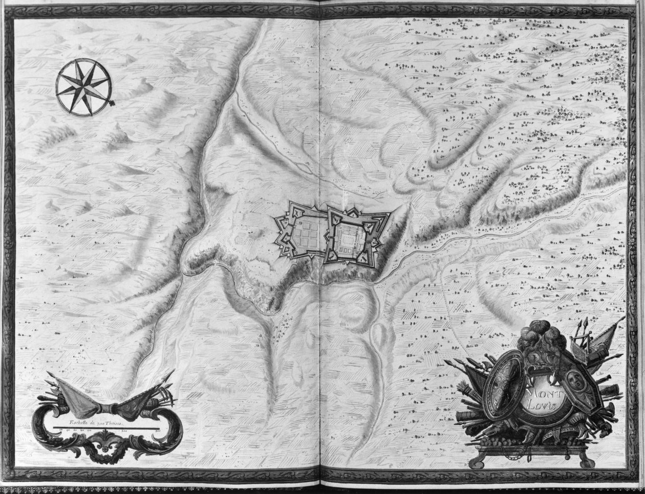 Ms. 986 Atlas 1081 Mont-Louis városának, fellegvárának és környékének terve és térképe, 1665 alkotó: Sebastien Le Prestre de Vauban