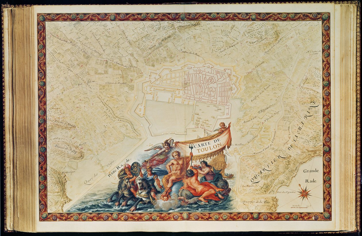 Ms. 987, 2. kötet, 63. kötet Toulon terve, a „XIV. Lajos atlaszból”, 1683-88 alkotó: Sebastien Le Prestre de Vauban
