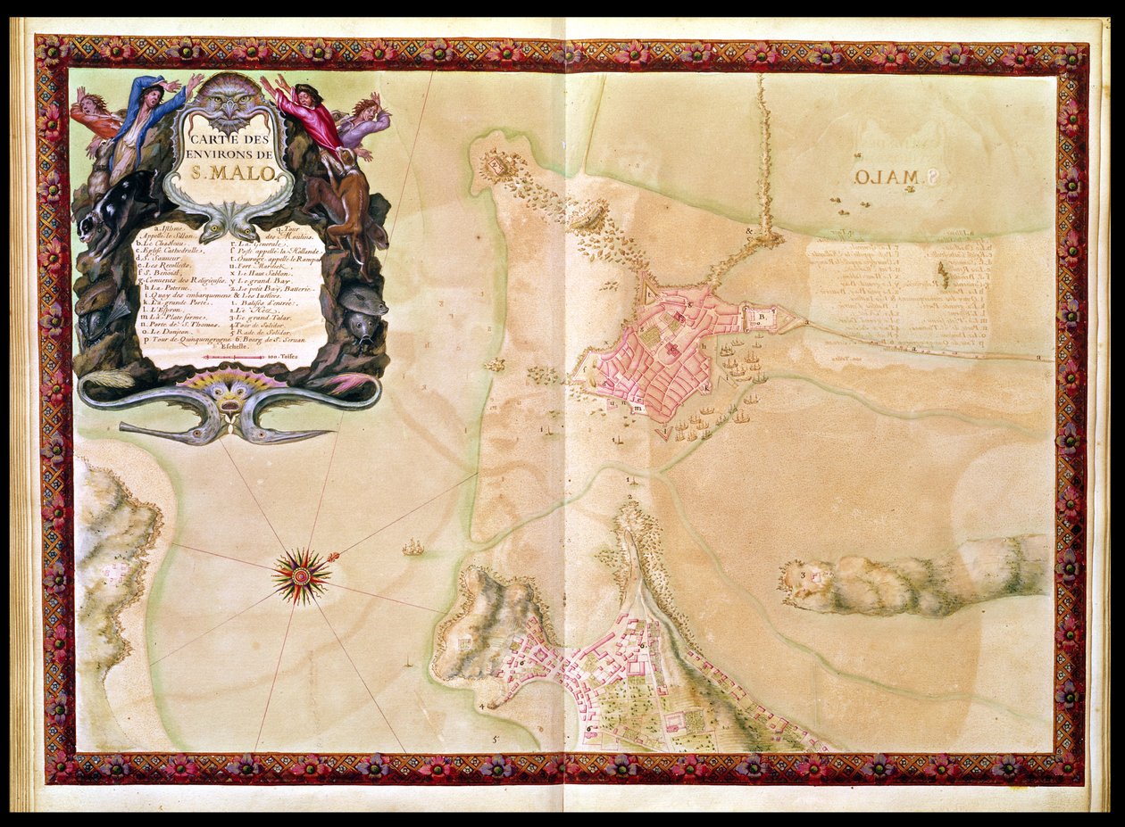 Ms 988 Vol.3 fol.29 Saint-Malo térképe és terve, a XIV. Lajos atlaszból, 1683-88 alkotó: Sebastien Le Prestre de Vauban