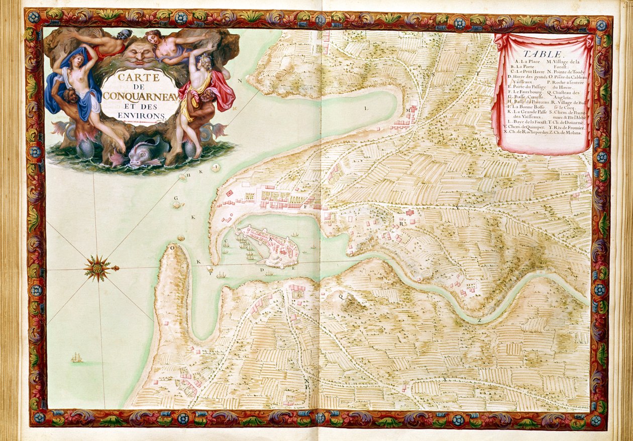 Ms 988 3. kötet, 31. fol. Concarneau térképe, a „XIV. Lajos atlaszból”, 1683-88 alkotó: Sebastien Le Prestre de Vauban
