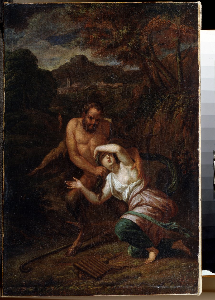 ""Pan et la nymphe Syrinx" (Pán és Nymfa Szirinx) Sebastien Bourdon (1616-1671) festménye, 17. századi Állami Szabadtéri Múzeum Gatchina-palota, Szentpétervár alkotó: Sébastien Bourdon