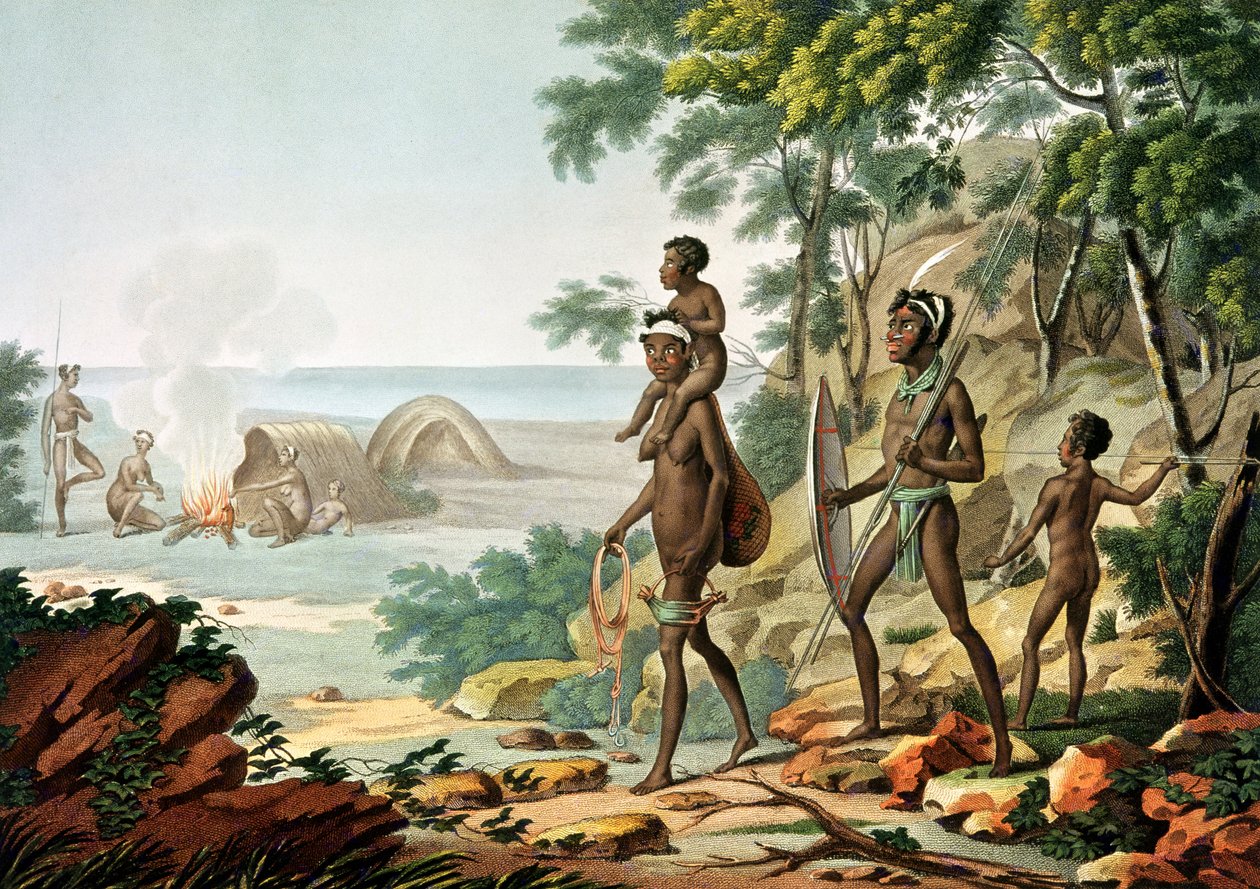Port Jackson, New Holland: Aboriginal Family, a "Voyage Autour du Monde sur les Corvettes de L