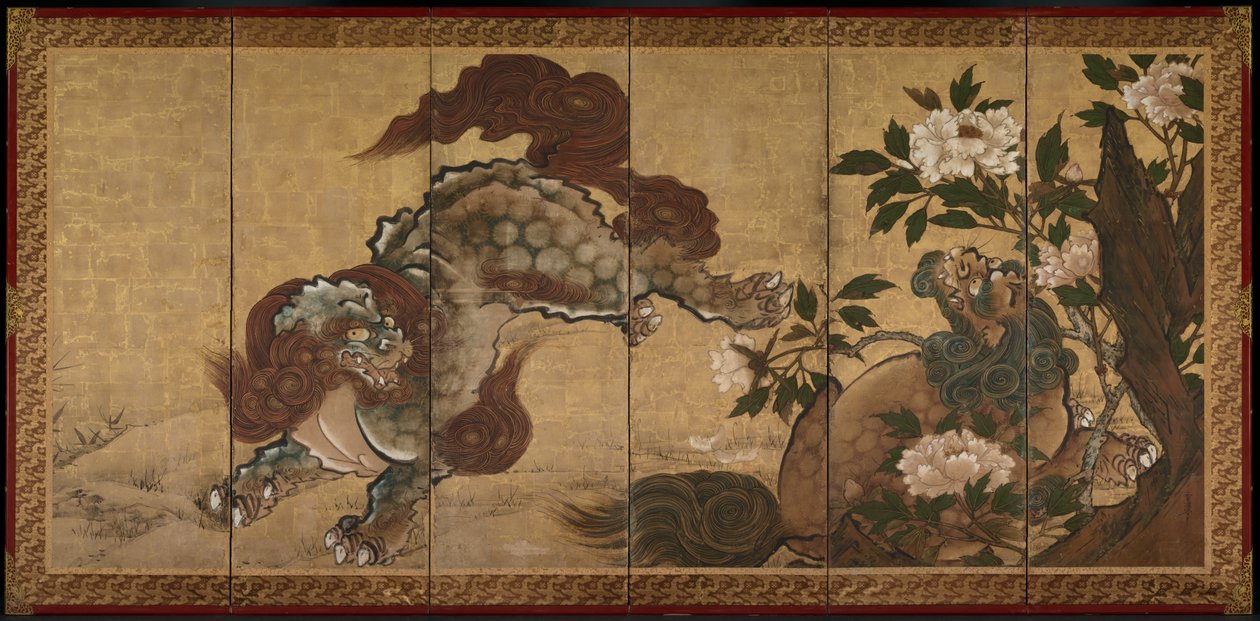 Oroszlánok, 1668. alkotó: Sekkei Yamaguchi