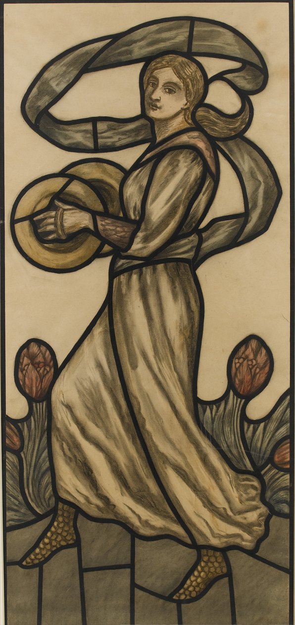 Zenész cintányérokkal, festett üvegablak dizájnja, 1918 körül (wc ceruza fölött, papíron) alkotó: Selwyn Image