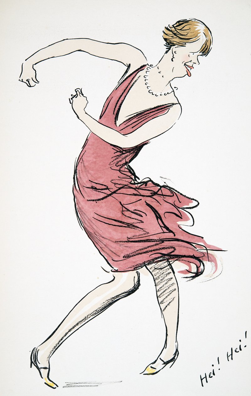 Táncoló Transzvesztita, a White Bottoms, kocsma. 1927 (színes blokknyomat) alkotó: Sem