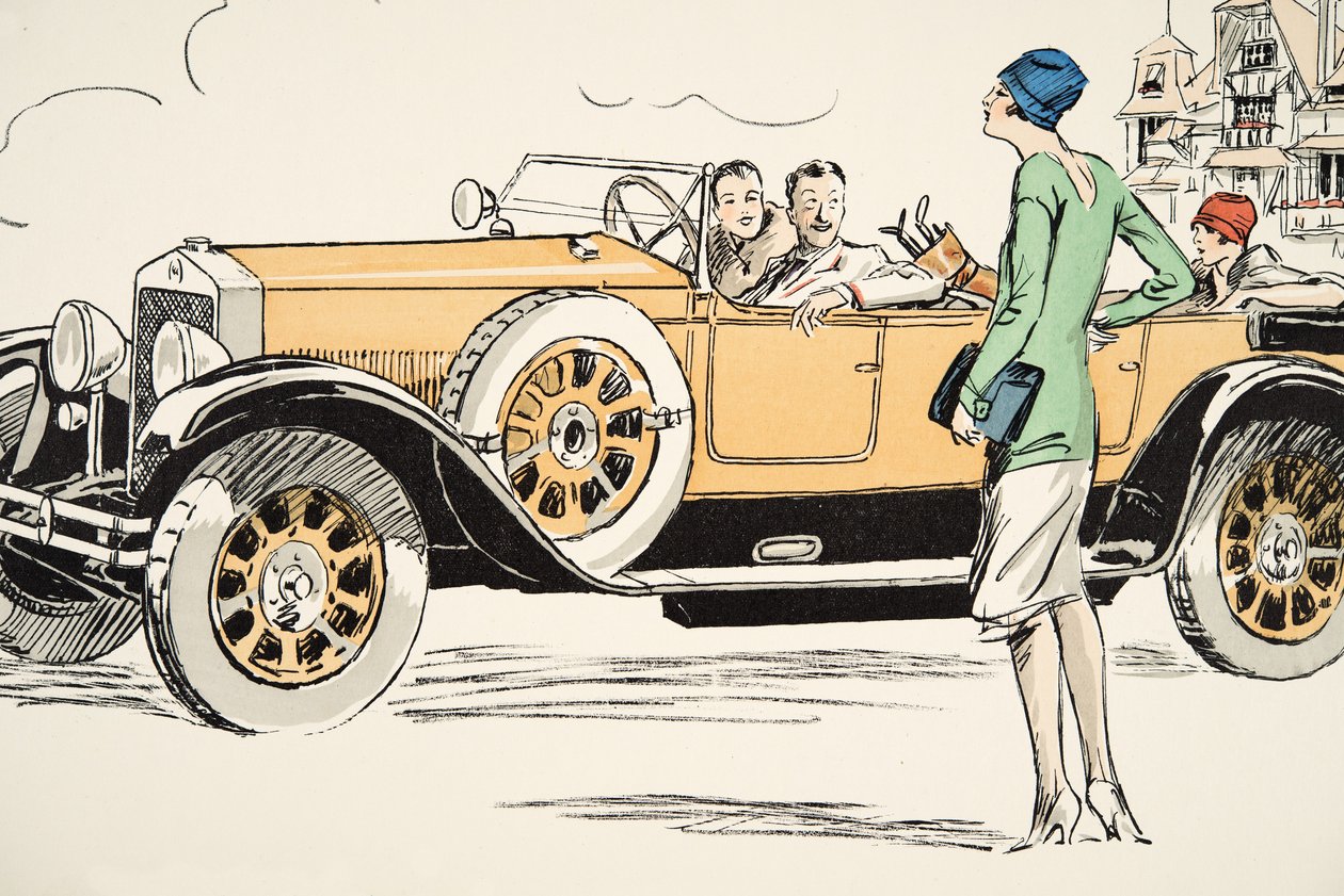 Golfozás Deauville-ben, White Bottomsból, pub. 1927 (színes nyomtatás) alkotó: Sem