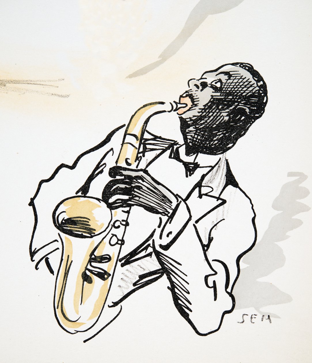 Szaxofon lejátszó, a White Bottoms, kocsma. 1927 (színes blokknyomat) alkotó: Sem