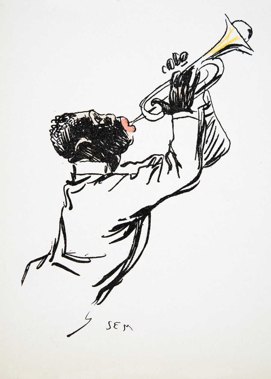 Szaxofonos, a White Bottoms, kocsma. 1927 (színes blokknyomat) alkotó: Sem