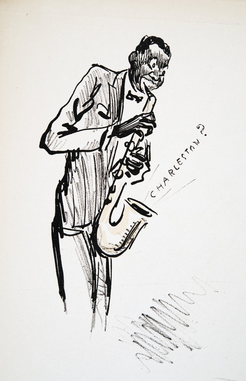 Szaxofonos, a White Bottoms, kocsma. 1927 (színes blokknyomat) alkotó: Sem
