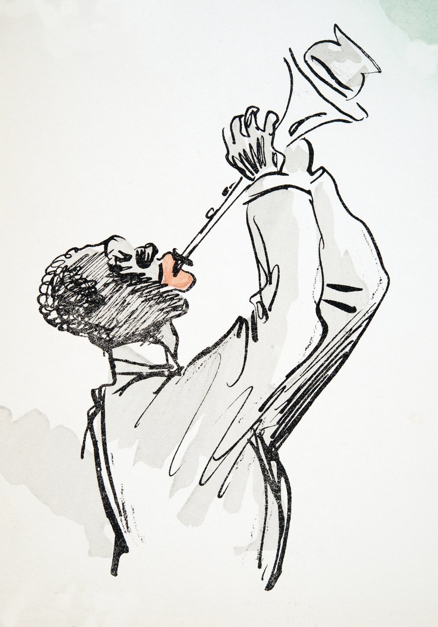 Trombitás, a White Bottoms, kocsma. 1927 (színes blokknyomat) alkotó: Sem