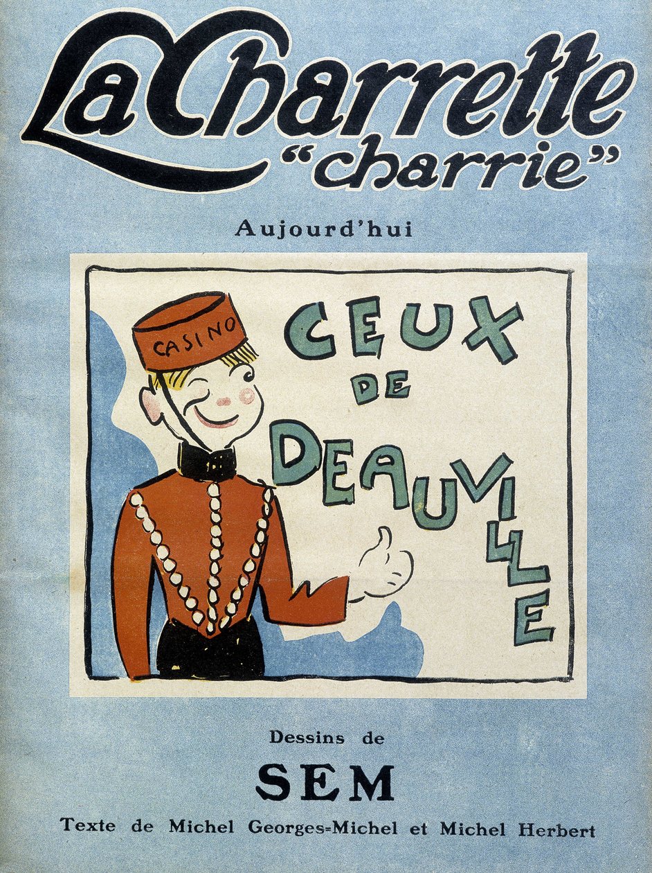 Deauville kaszinókereskedő, Sem illusztrációja a „La charrette charrie”” (1922) havi magazin címlapjára. alkotó: Sem
