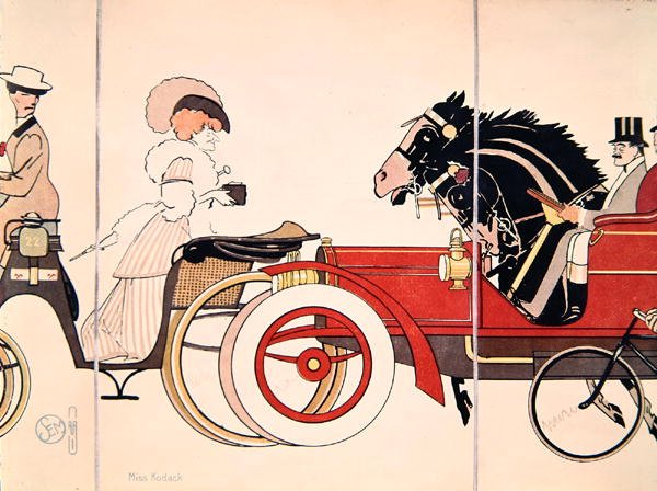 „Miss Kodack”, illusztráció Sem francia társasági életet bemutató „Les Acacias” rajzaiból, 1910 körül (színes litó) alkotó: Sem