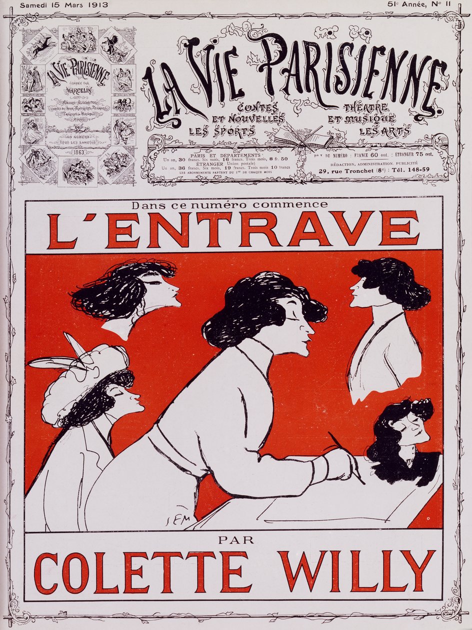 Colette Willy karikatúrája, Sidonie-Gabrielle Colette (1873-1954) álneve alkotó: Sem