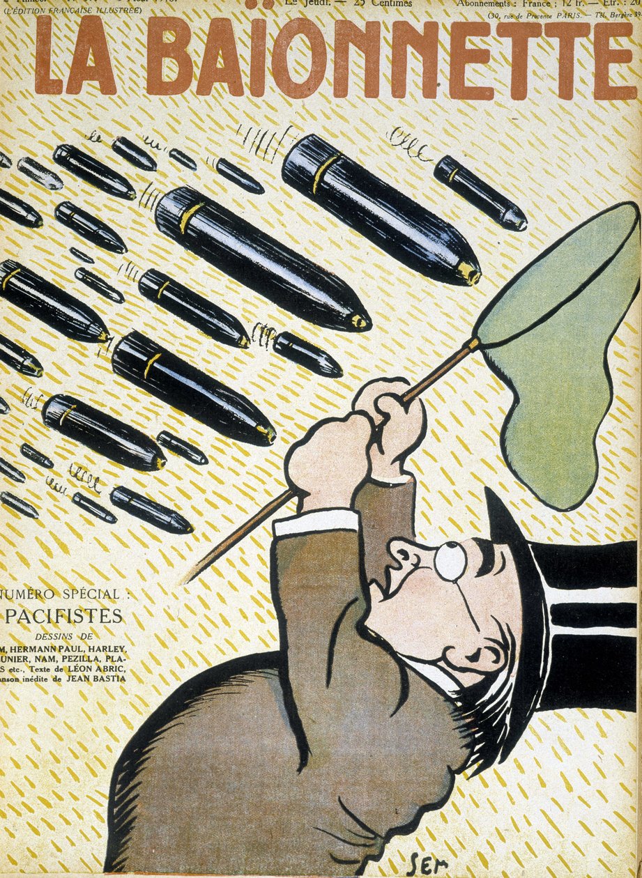 Ember, aki pillangóhálóval próbál kagylókat elkapni – Sem (1863-1934), a „” La Bayonet: les pacifistes” című filmben, 1916.08.03. alkotó: Sem