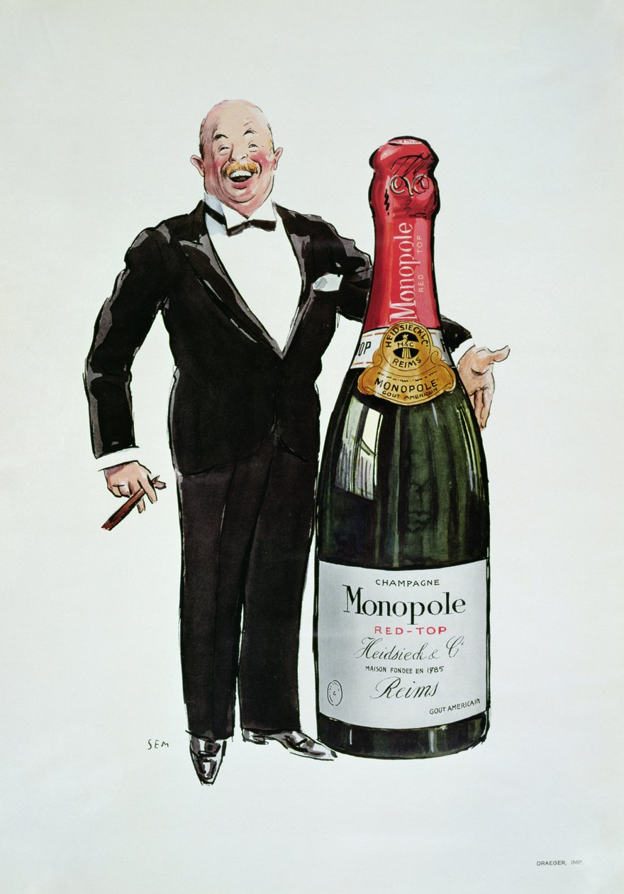 A Heidsieck Champagne reklámja, 1910 körül alkotó: Sem