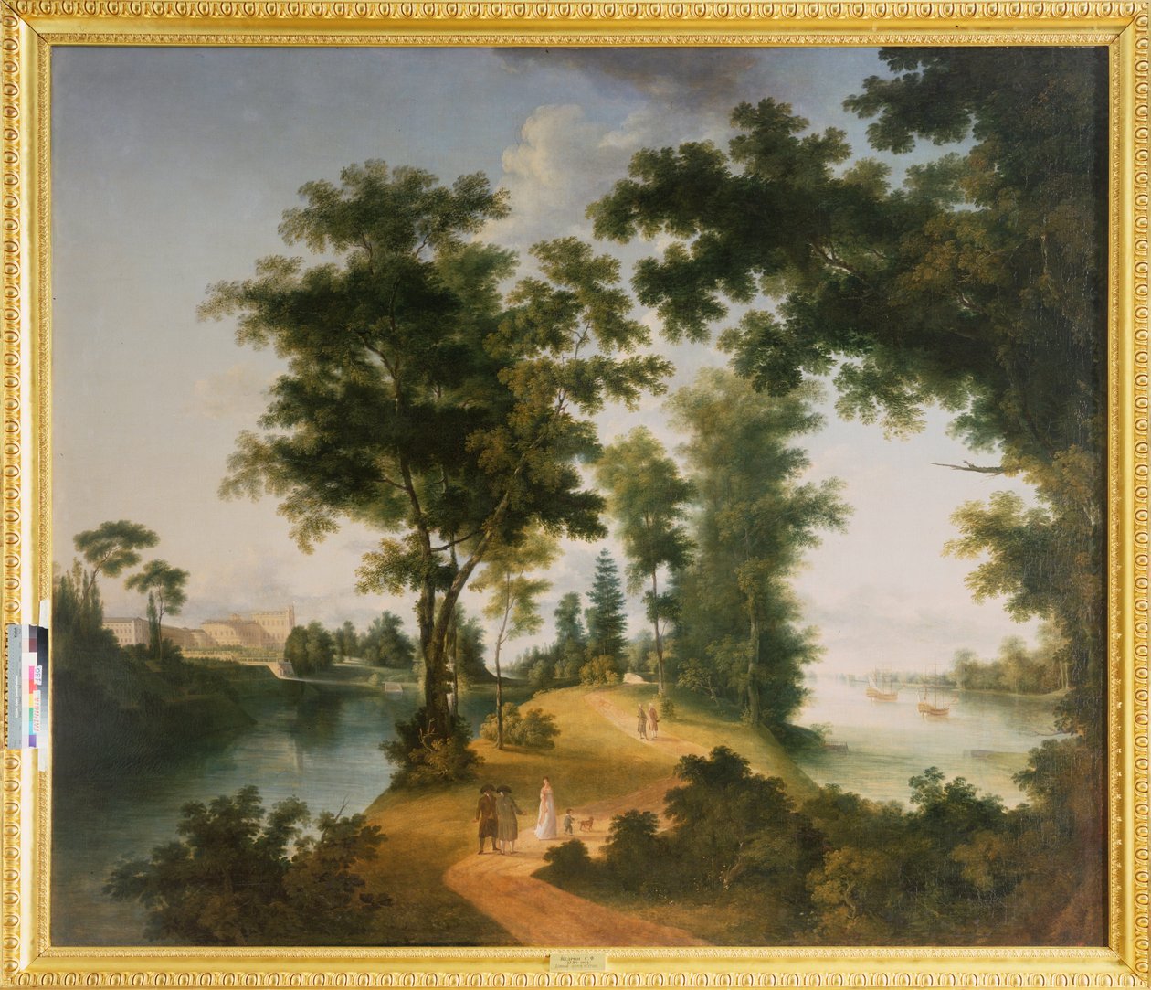 Gatchina nagy szigete (Szentpétervár). Szemjon Fjodorovics Scsedrin (Szemion Scsedrin) (1745-1804) festménye, olaj, vászon, 1790 körül. Orosz művészet alkotó: Semen Fedorovich Shchedrin