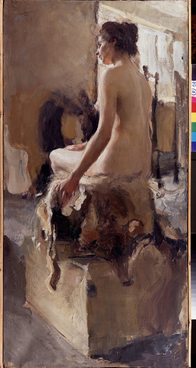 Akt (A Nude). Szemjon Gavrilovics Nikiforov (1877-1912) festménye, olaj, vászon alkotó: Semen Gavriilovich Nikiforov