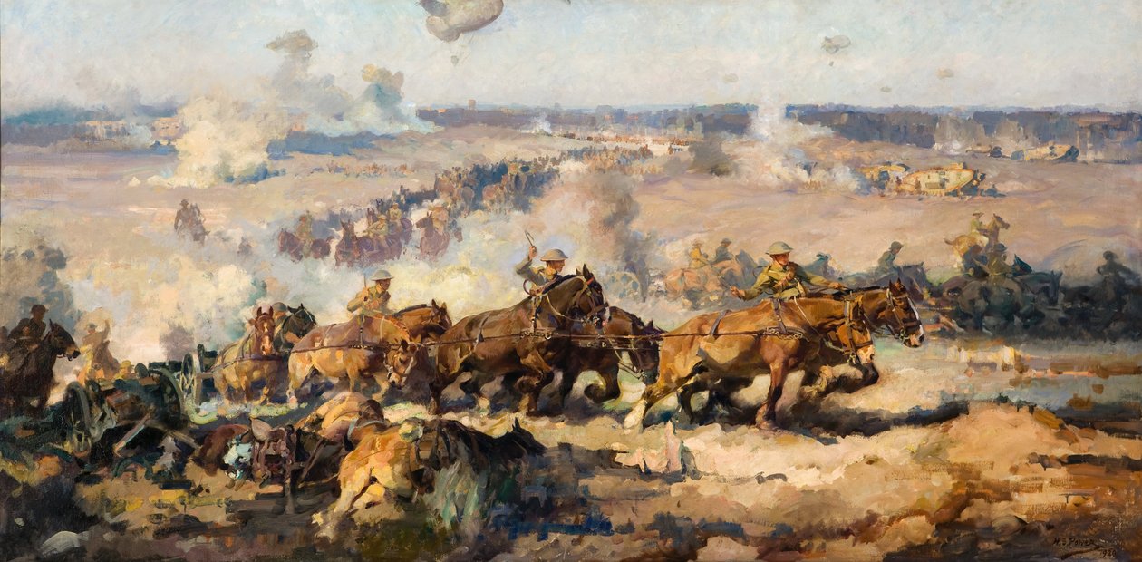 A csata Villers-Bretonneux előtt, 1918. augusztus 8-án alkotó: Septimus Power