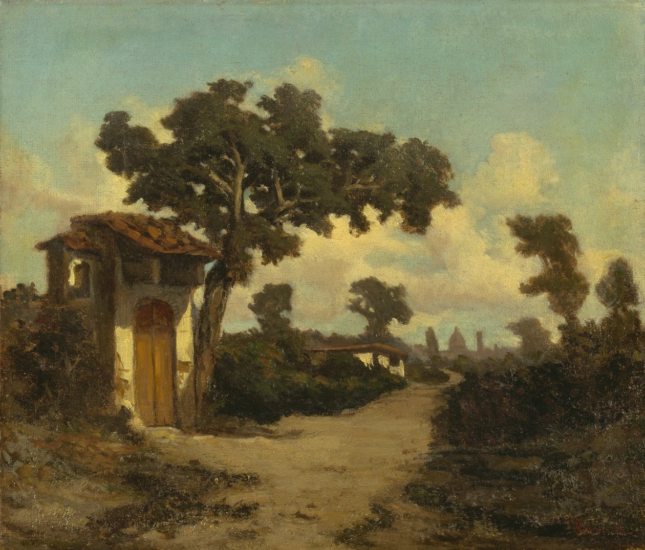 Firenze környékén, Serafino De Tivoli (1825-1892), olaj, vászon, 31x37 cm alkotó: Serafino de Tivoli