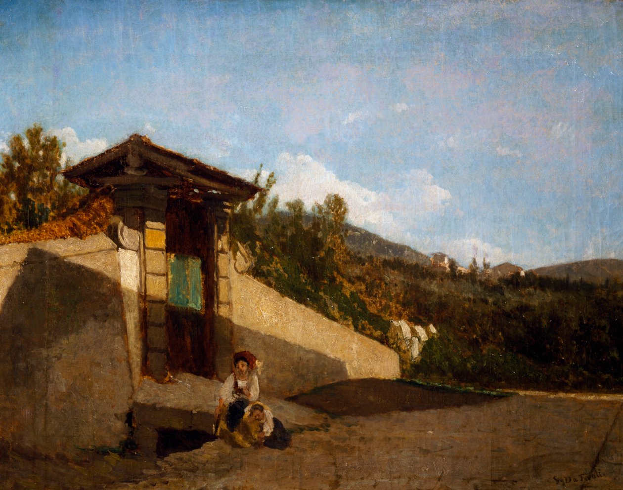 A Villa Toscana portikusa, 1861 körül (olaj, vászon) alkotó: Serafino de Tivoli