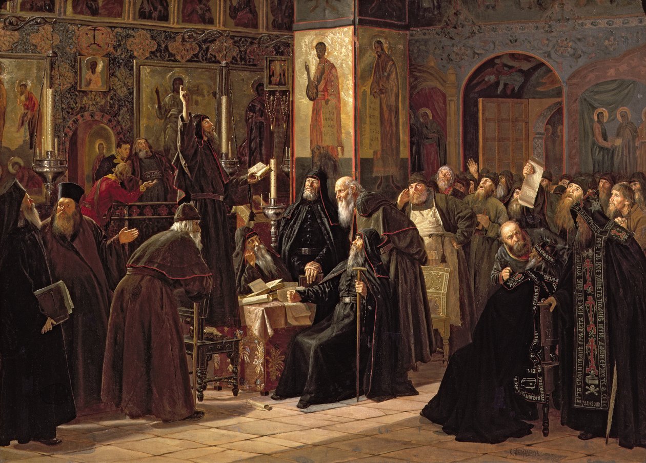 A Szolovec-kolostor lázadása az új könyvek ellen 1666-ban, 1885-ben alkotó: Sergei Dmitrievich Miloradovich