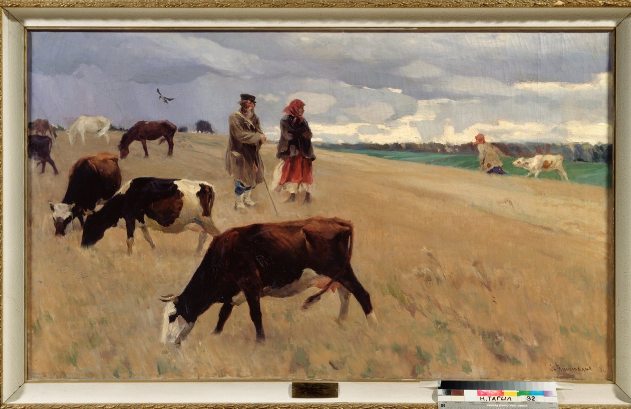 A tarlómezőn – Szergej Arszenjevics Vinogradov (1869-1938) festménye, olaj, vászon alkotó: Sergei Arsenevich Vinogradov