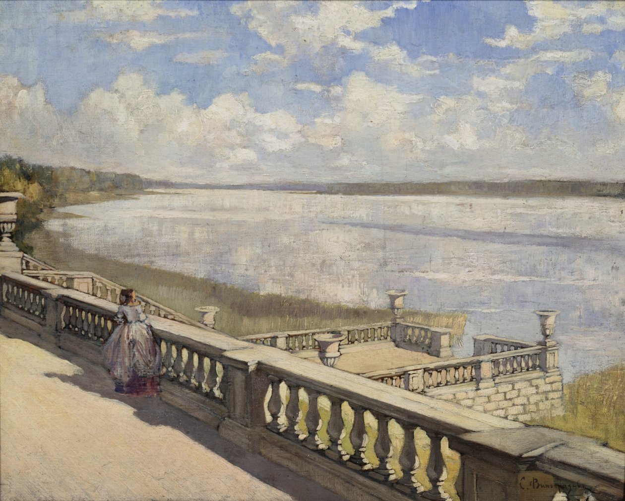 Napos nap. Egy hölgy a korlátnál, 1908 alkotó: Sergei Arsenevich Vinogradov
