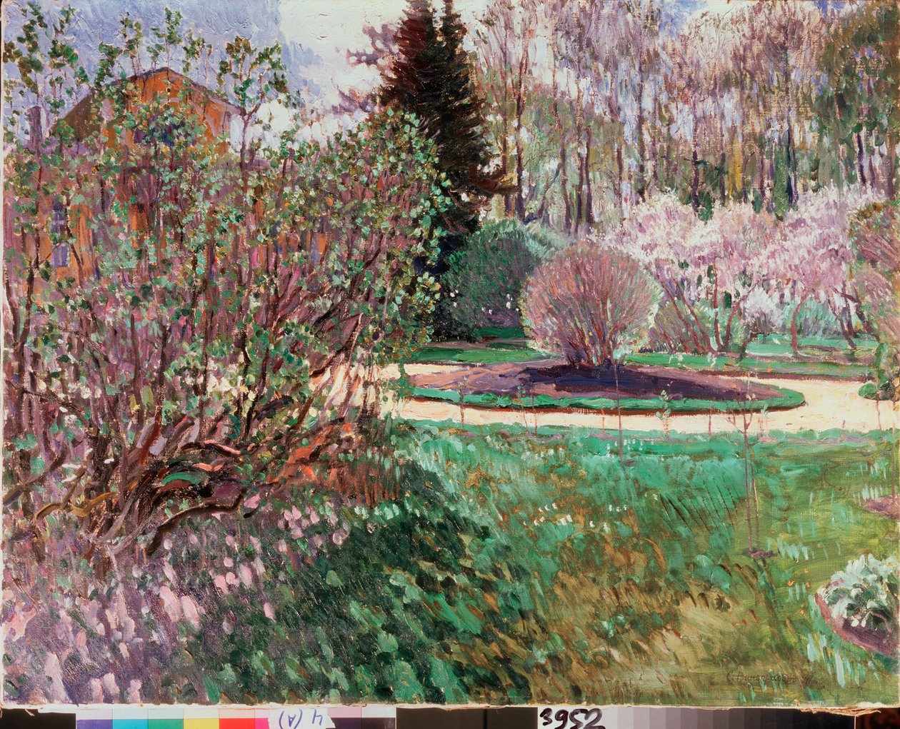 Egy kert, tavasz – Szergej Arszenjevics Vinogradov (1869-1938) festménye, olaj, vászon alkotó: Sergei Arsenevich Vinogradov