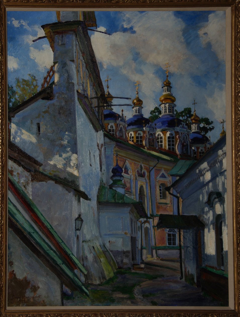 Kilátás a Pskovo-Pechersky kolostorra, 1928 alkotó: Sergei Arsenevich Vinogradov