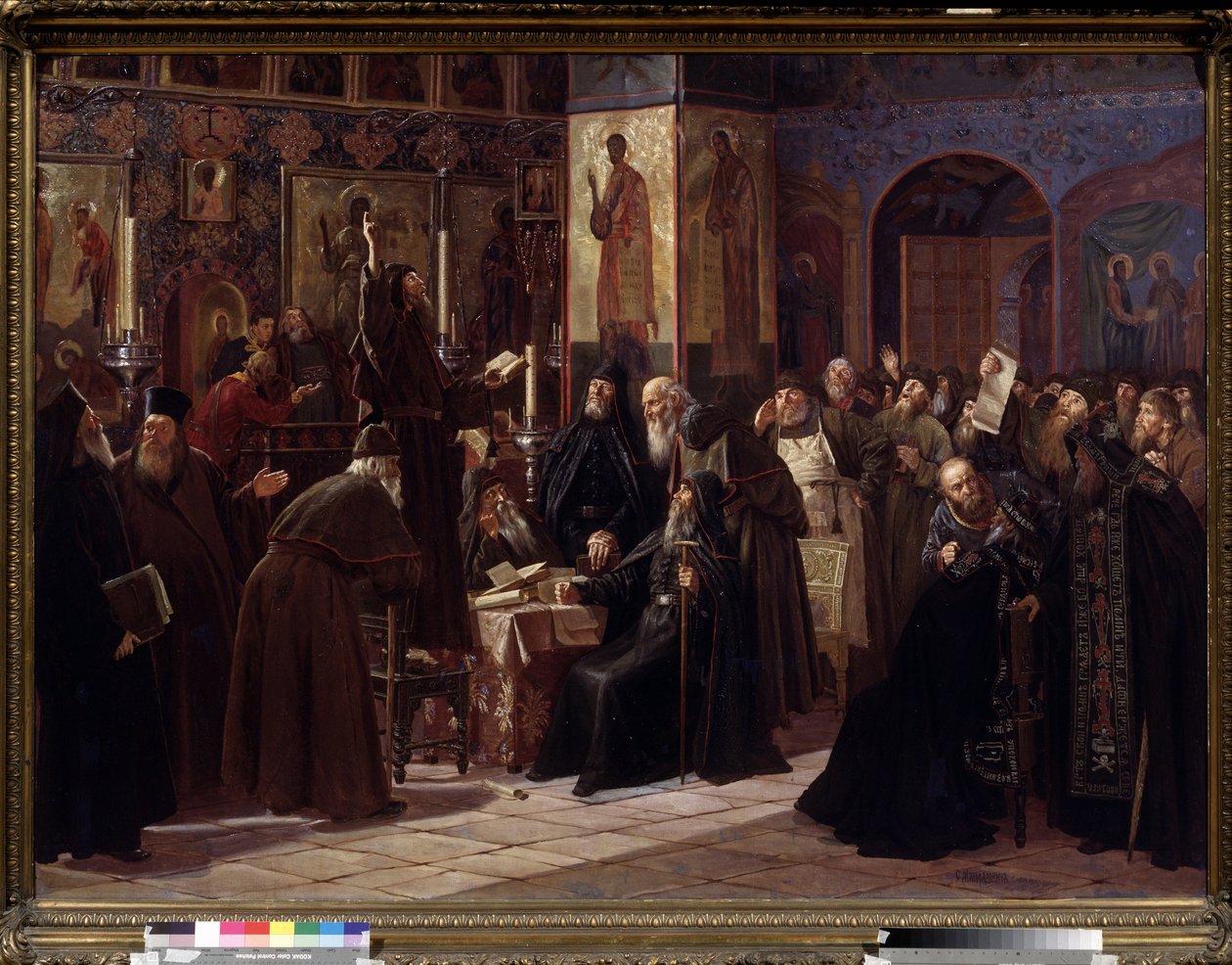 A Szolovetszkij-kolostor felkelése 1666-ban (1666-os Szolovetszkij-kolostor felkelés). Az óhitűek által a moszkvai pátriárka reformjait ellenző, 1653-tól bevezetett ortodox egyház raskoljának (vagy 1666-1667-es szakadásának) epizódja. alkotó: Sergei Dmitrievich Miloradovich
