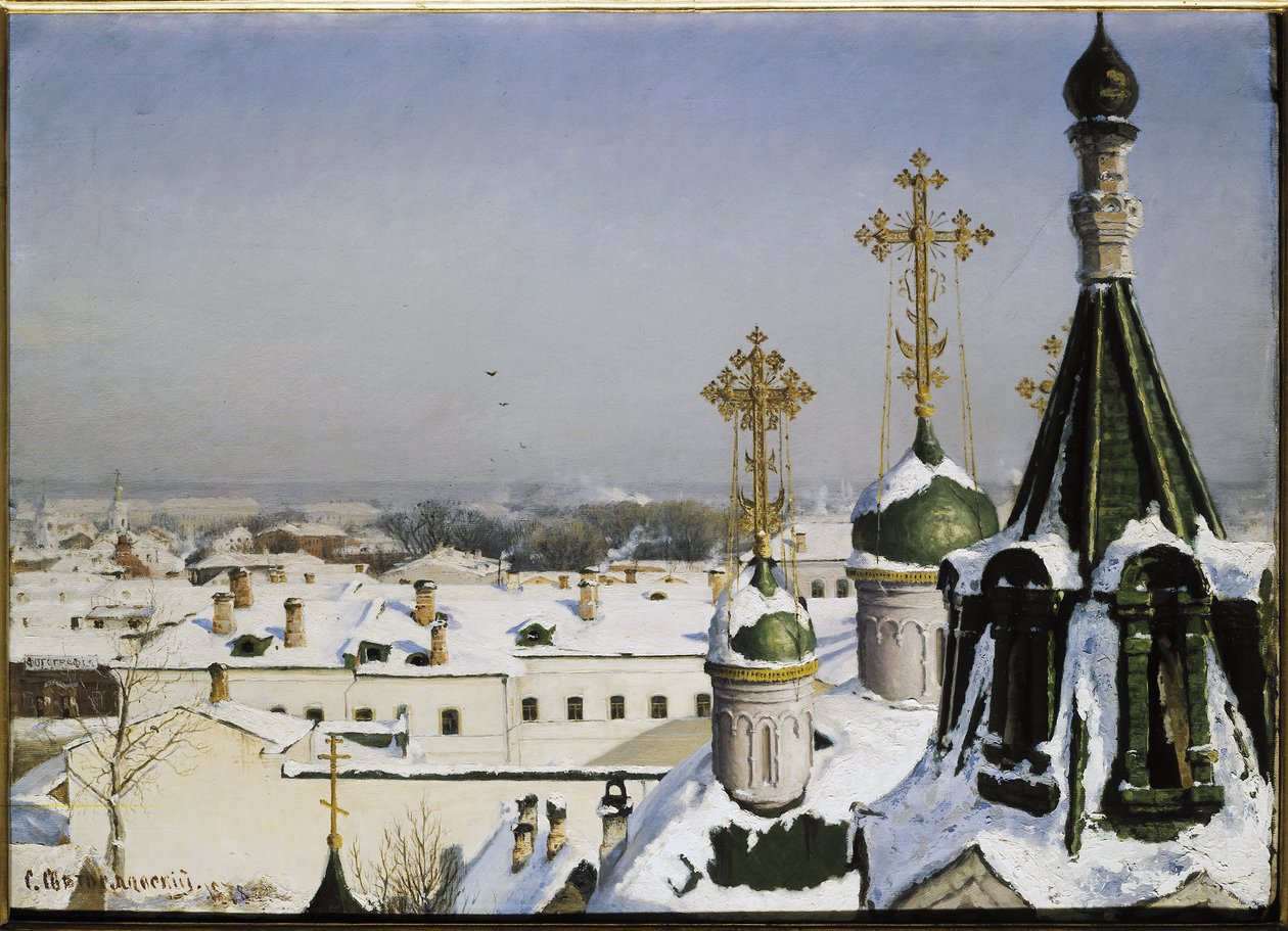 Kilátás a moszkvai festőiskola ablakából, szobrászat és építészet - Szergej Ivanovics Szvetoszlavszkij (Svetoslavsky) festménye (1857-1931), olaj, vászon alkotó: Sergei Ivanovich Svetoslavsky