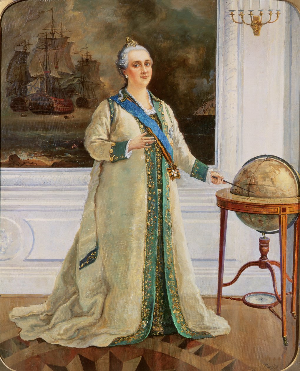 II. Katalin császárné (1729-96) haditengerészeti teljes ruhában alkotó: Sergei Varlenovich Pen